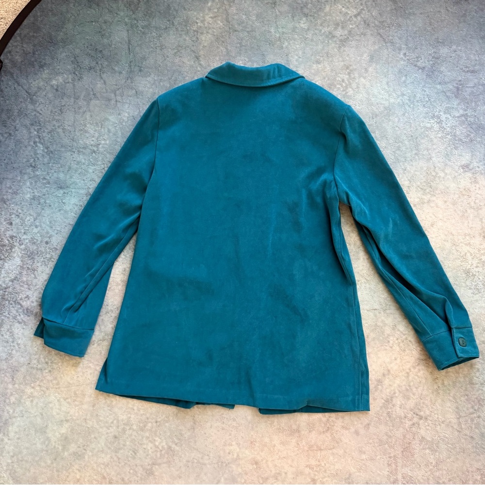 Vintage David Paul New York Teal Suede Women's Button-Front Jacket - Picture 3 of 7